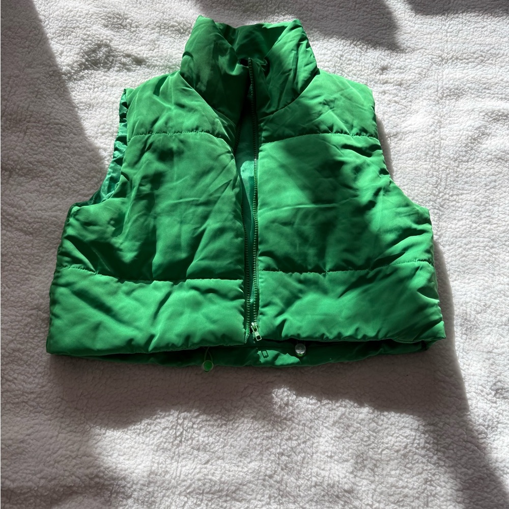 Women Green Puffer Vest